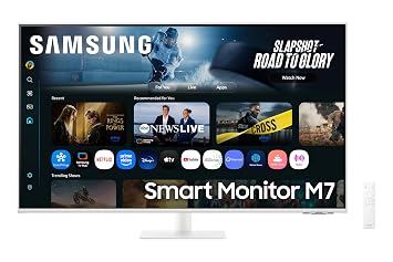 Samsung 43"(1.08m) 4K M7 Vision AI Smart Monitor|UHD 3840 x 2160|Smart TV Experience with AI|Type-C|Apple AirPlay|Gaming Bar|Remote|Speakers|Wi-Fi|Bluetooth|AI Picture & Sound|LS43FM701UWXXL|White
