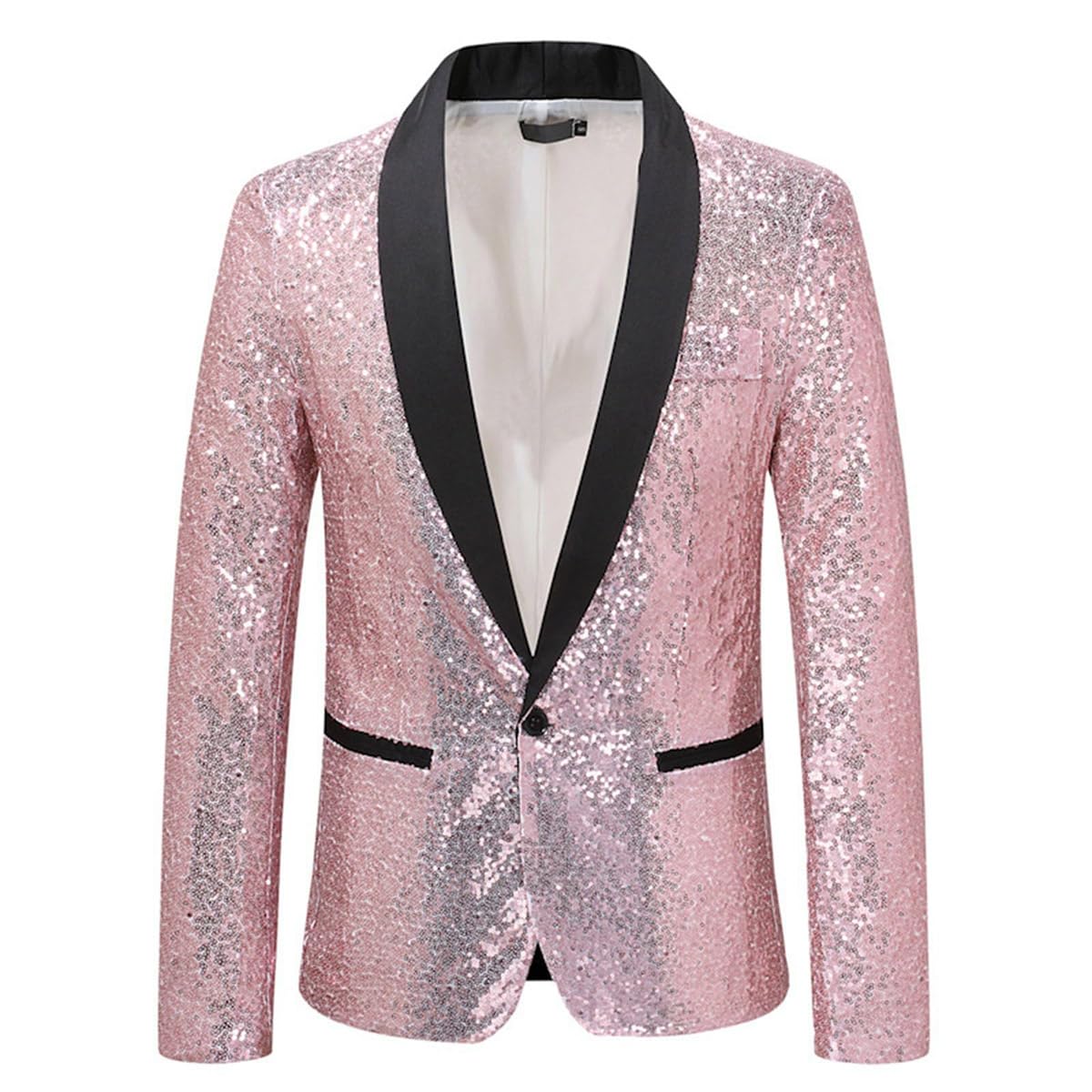 Minetom Blazer À Paillettes pour Homme Brillant Coupe Ajustée Un Bouton Veste De Costume pour Les Fête Mariage Affaires Disco Party Club
