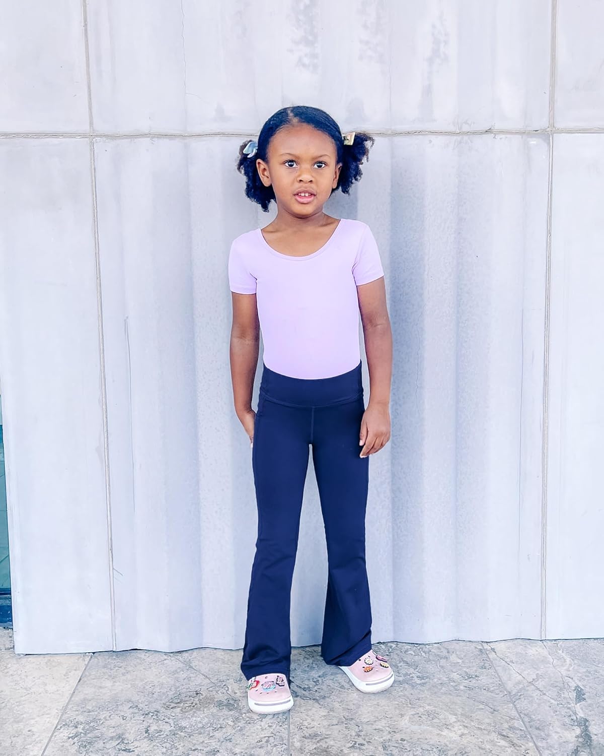 Stelle Girl's Flare Leggings with Pockets High Waisted Bootcut Yoga Pants Kids Dance Bell Bottoms Leggings - Image 2