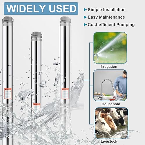 Miniatura 14 de Bomba sumergible de acero inoxidable con cable de alimentación de 100 pies, salida extra, resistente (1hp-110 V + caja de control)