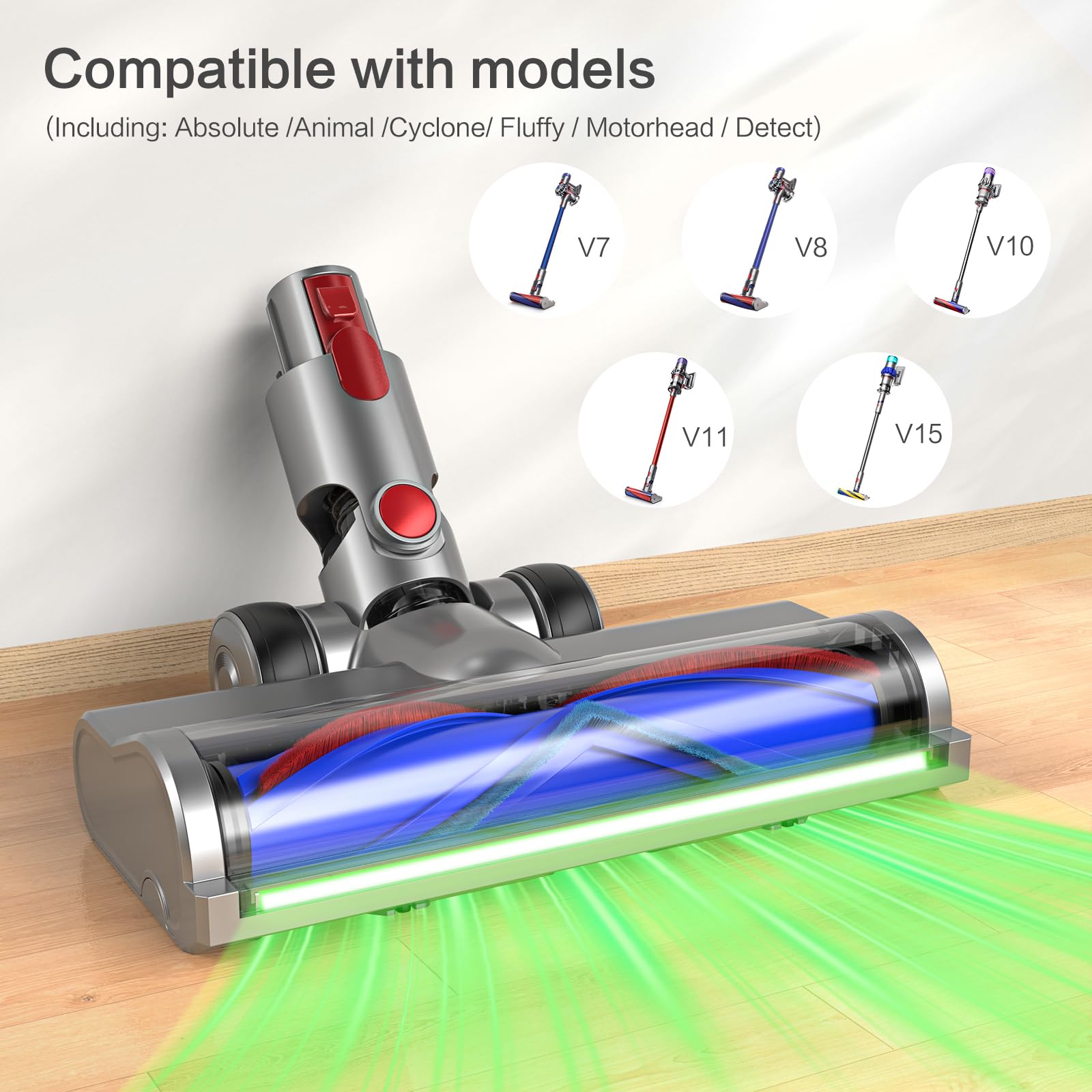 Spazzola Compatibile con Dyson V7 V8 V10 V11 V15 per Aspirapolvere, ricambi per Spazzola da Pavimento per Pavimenti duri e tappeti