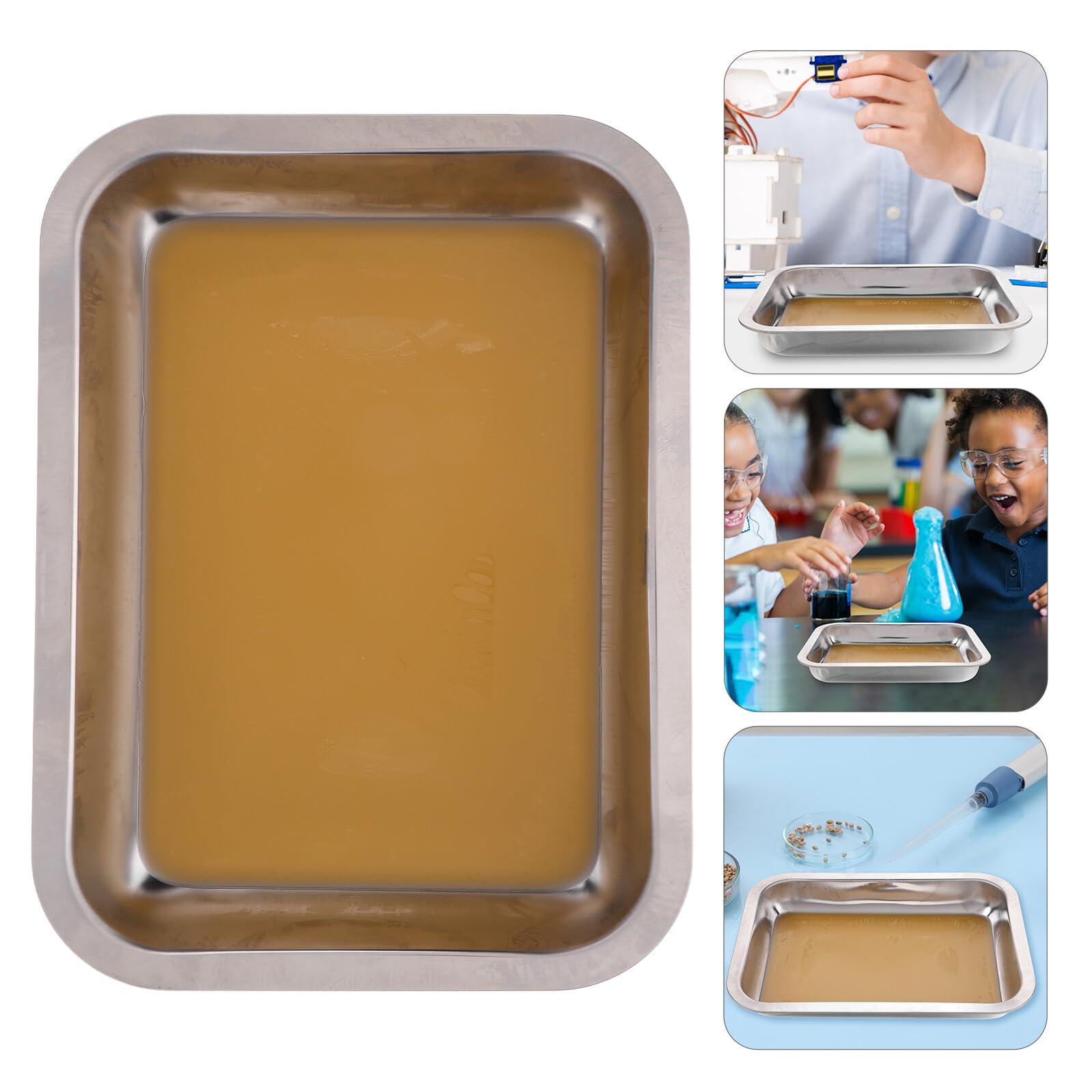 SEWACC Bandeja de Disección de Acero Inoxidable con Base de Cera Resistente y Duradera para Laboratorio Biológico Herramienta Versátil para Enseñanza y Experimentos Científicos