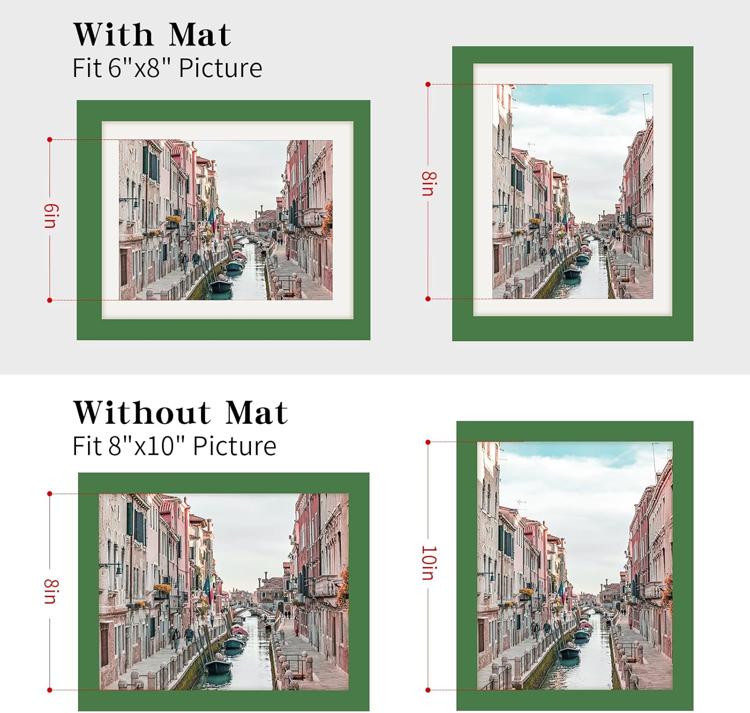 8x10 Green Picture Frames Set of 6 Nature Solid Wood for Wall Mounting and Tabletop Display - Image 3