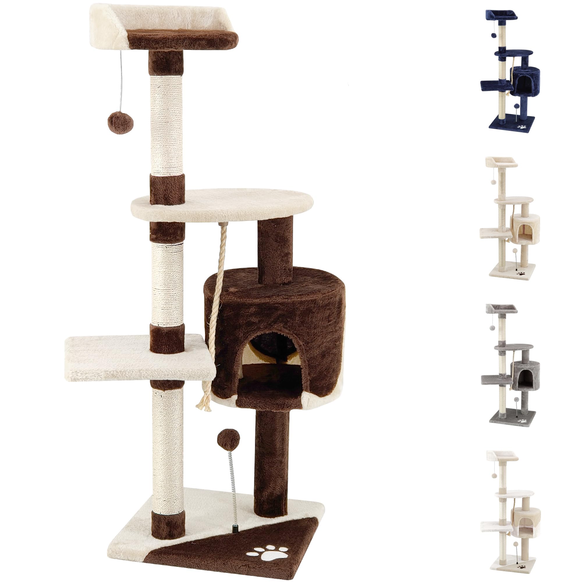 Krabpaal Hoek Voor Katten 112 Cm Grijs - Met Sisaltouw En Pluche
