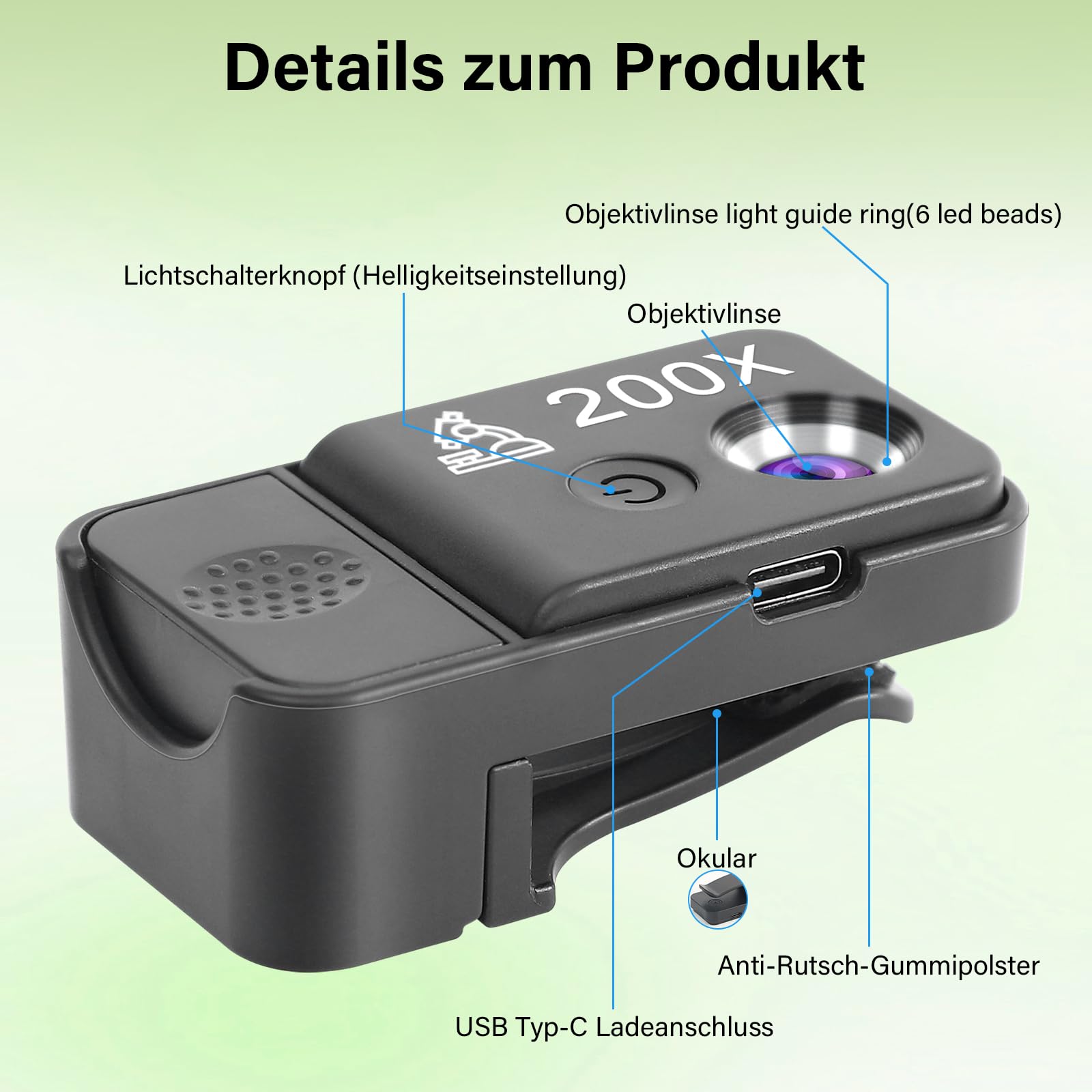HidWee 200x Handy Mikroskop mit CPL, Mini-Mikroskop Lupe für Smartphone Kamera mit LED, Taschenmikroskop für Explore Micworld Digitales Kompatibel mit iPhone/Samsung/Xiaomi