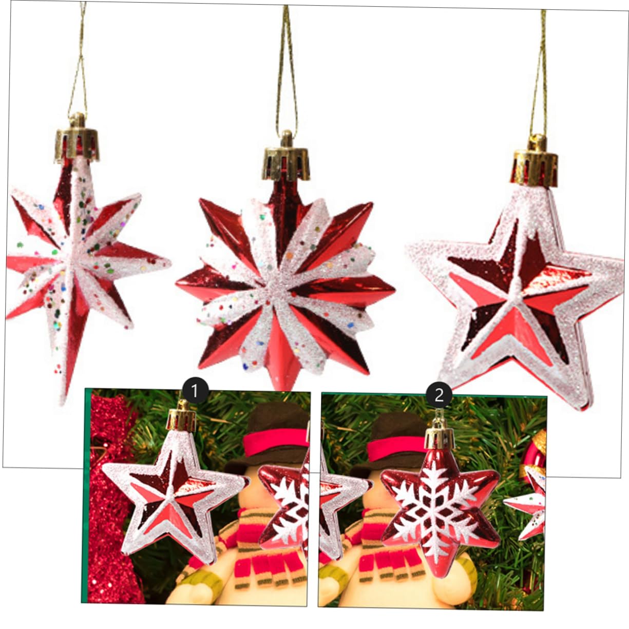 Alipis 69 Pz stella a più punte stella a cinque punte ornamento di di Natale Ciondoli natalizi decorazioni natalizie stelle di natale pendenti multiuso arredamento a forma di