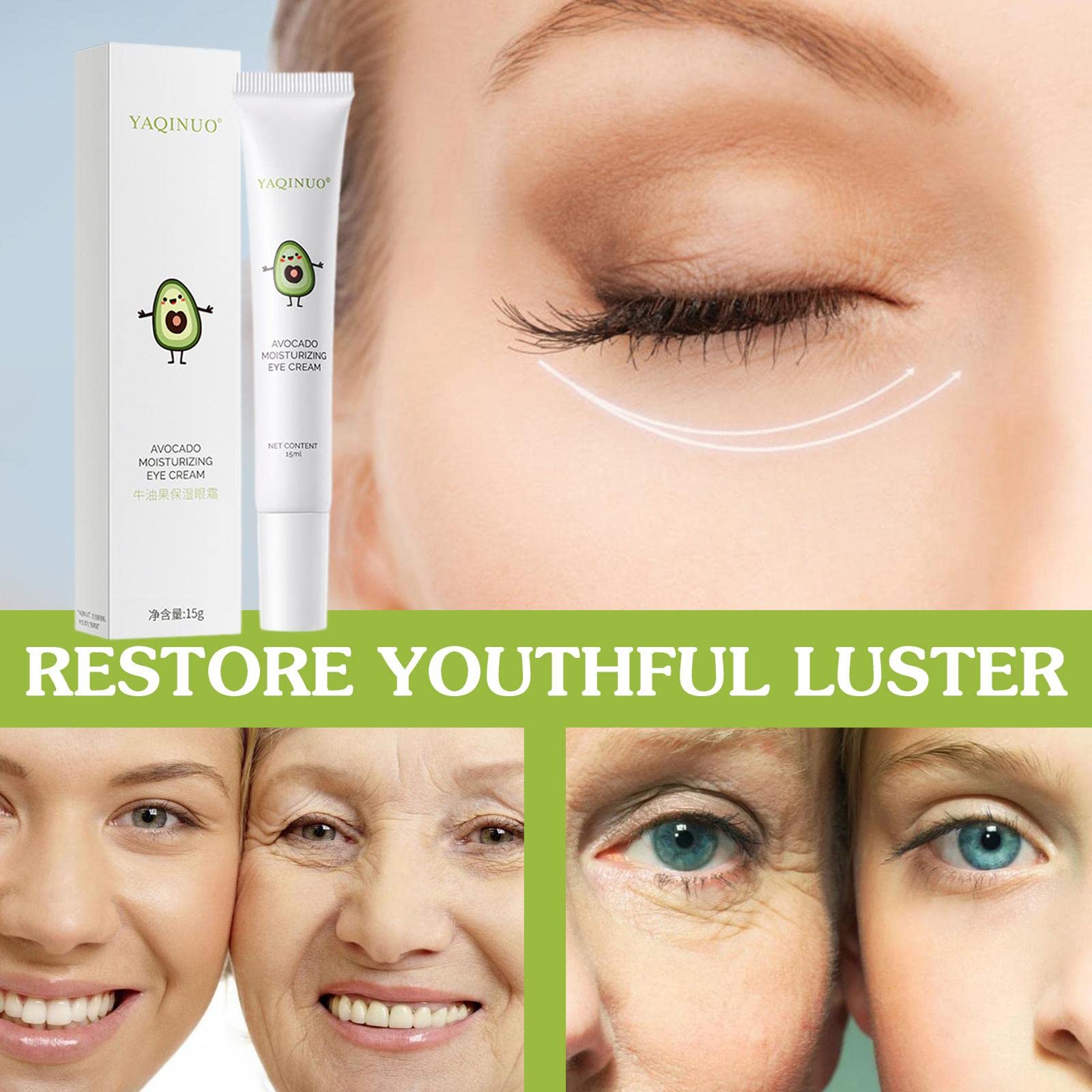 Aguacate Crema Hidratante Para Ojos Crema Elástica Hidratante Para Los Ojos Eliminar Bolsas Círculos Oscuros Anti-Arrugas Disminución Líneas De Ojos Levantamiento 8
