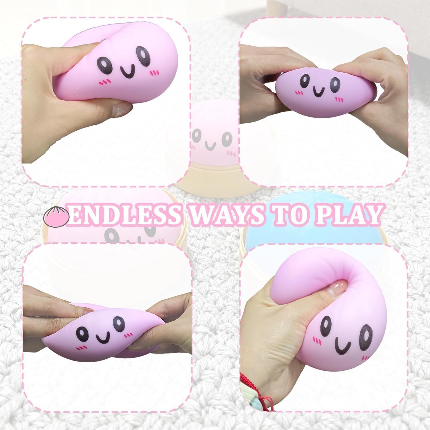 Squishy Dumpling, Mystery Dumpling Squishies Handmade Pressure Relief Balls, Easter Basket Stuffers, Dumplings Squishy for Stress Relief (Purple)