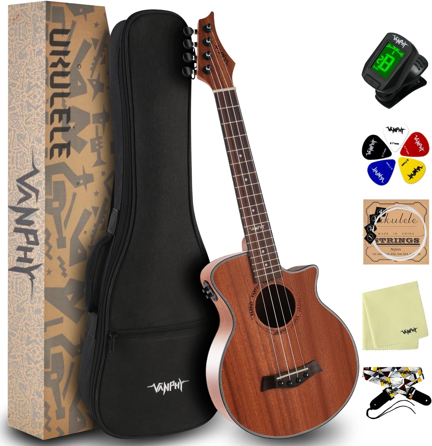 Caramel CT103 High Gloss Tenor Acoustic & Electric Ukulele with Full