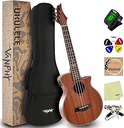 VANPHY Ukulele Tenor elétrico Ukulele de 66 polegadas Sapele Kit iniciante para ukelele com alça de bolsa de presente para afinador de cordas de nylon para iniciantes, estudantes, músicos profissionais Ukalalee Yukalalee
