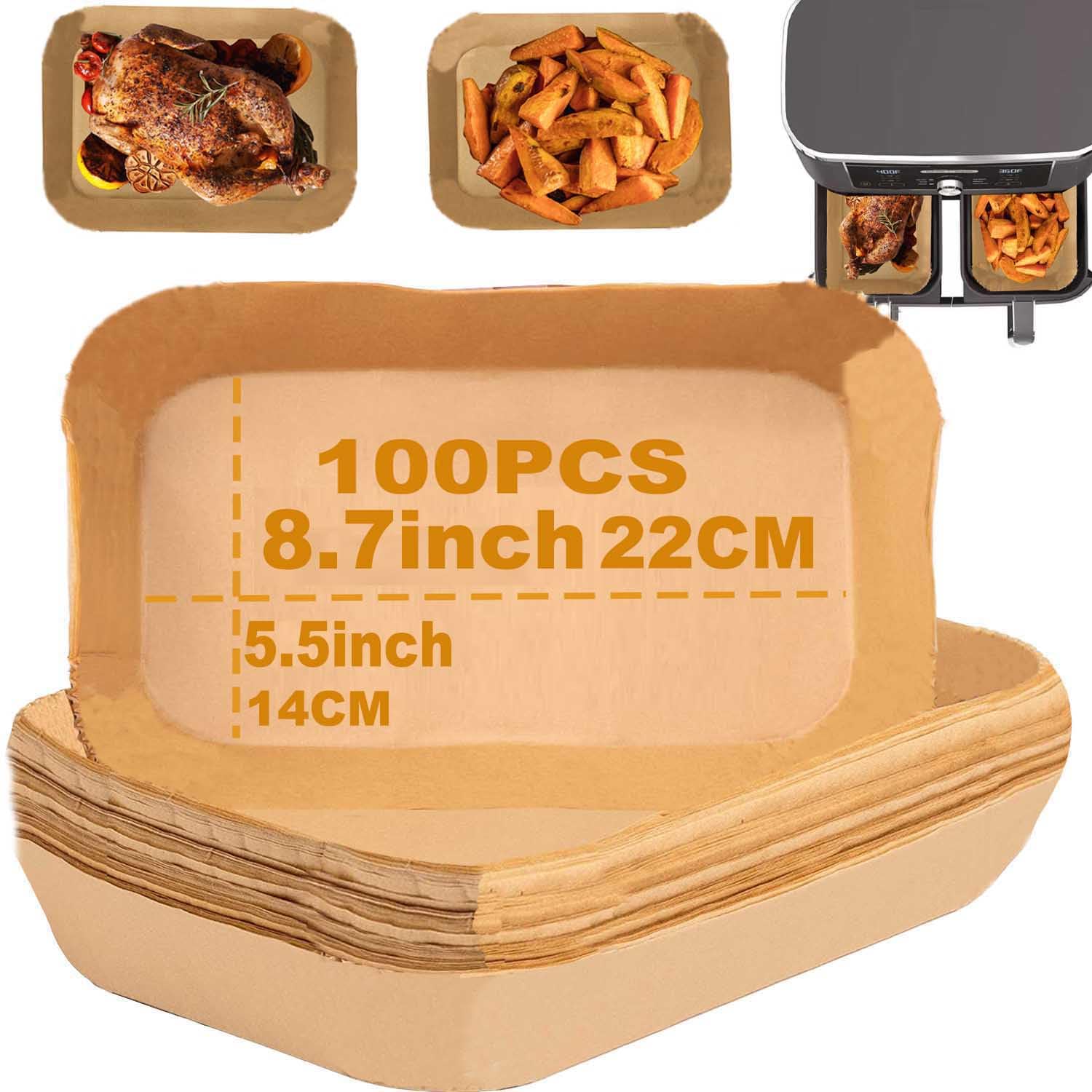 Papel Freidora Aire, 100 Piezas Papel Air Fryer Rectángulo para Ninja AF400EUCP Cecotec Doble Cestas 7.6L-10.6L