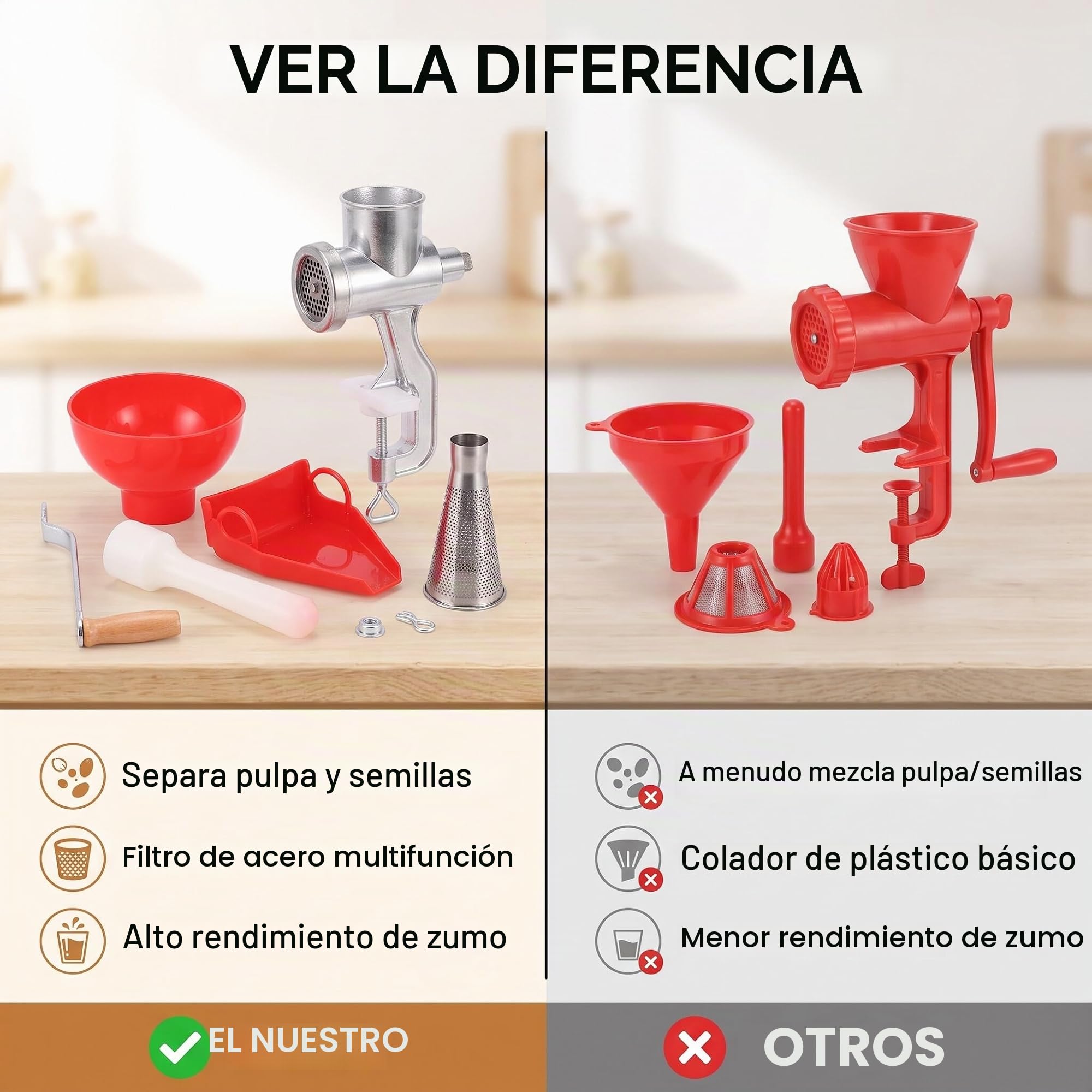 Exprimidor Manual para Tomates Limones Naranjas Colador de Frutas y Verduras de Aleación de Aluminio