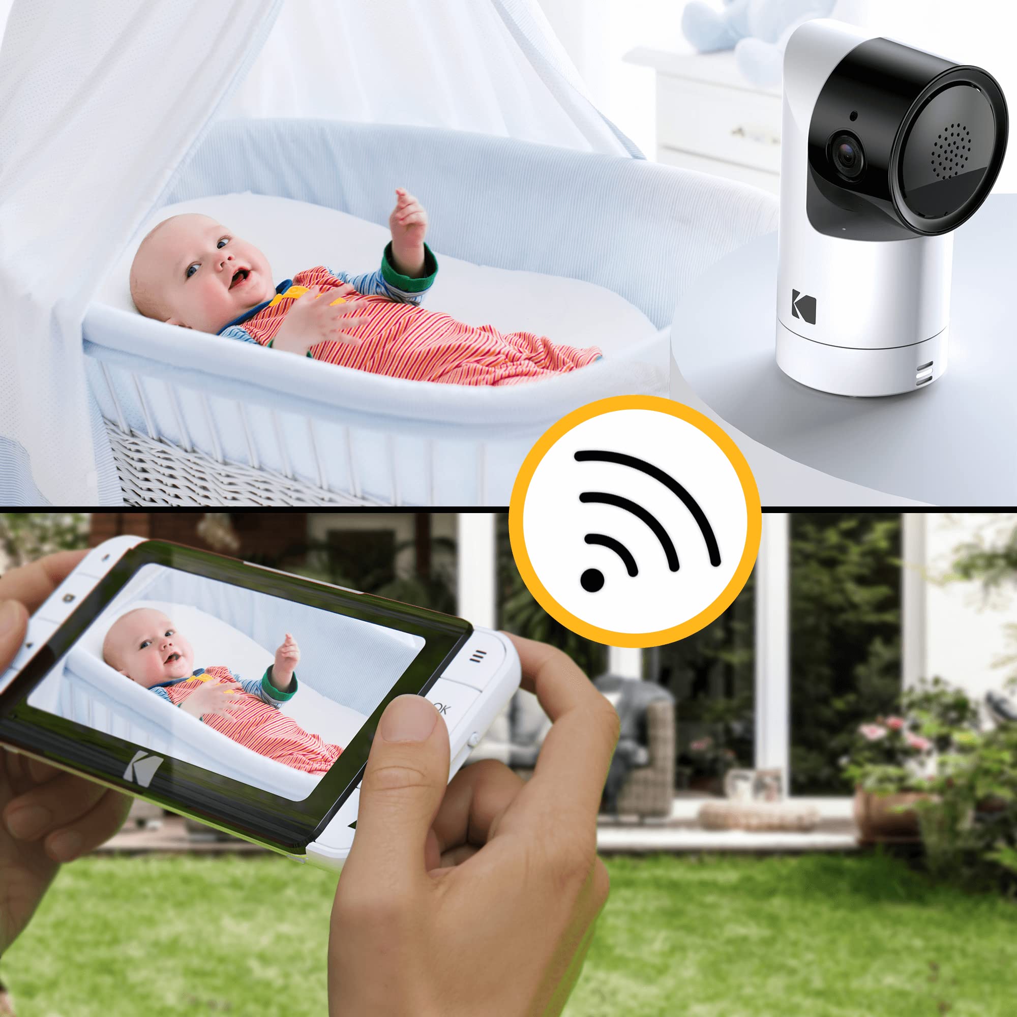 KODAK Cherish C525P - Monitor de vídeo Inteligente para bebé, Video de Calidad para verificaciones rápidas y con Confianza, Larga duración de la batería Durante la Noche y Las Siestas