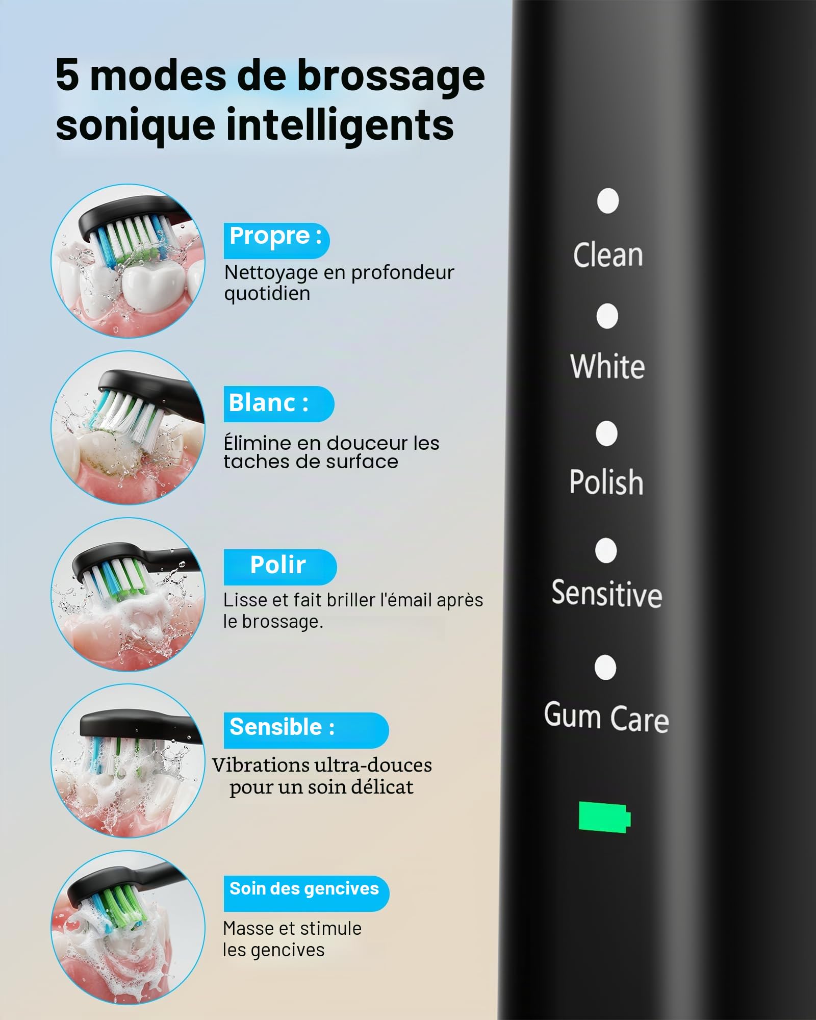Modèle amélioré d'hydropulseur et de brosse à dents électrique Combo-5 Mode de brossage et fil dentaire, changeur de jeu pour votre routine de soins bucco-dentaires. Kit de nettoyage buccal 2 en 1