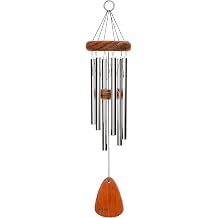 Festival 18-inch Redwood Wind Chime w/Customization in Silver by Wind River for Patio, Backyard, Garden, and Outdoor decor. Made in the USA