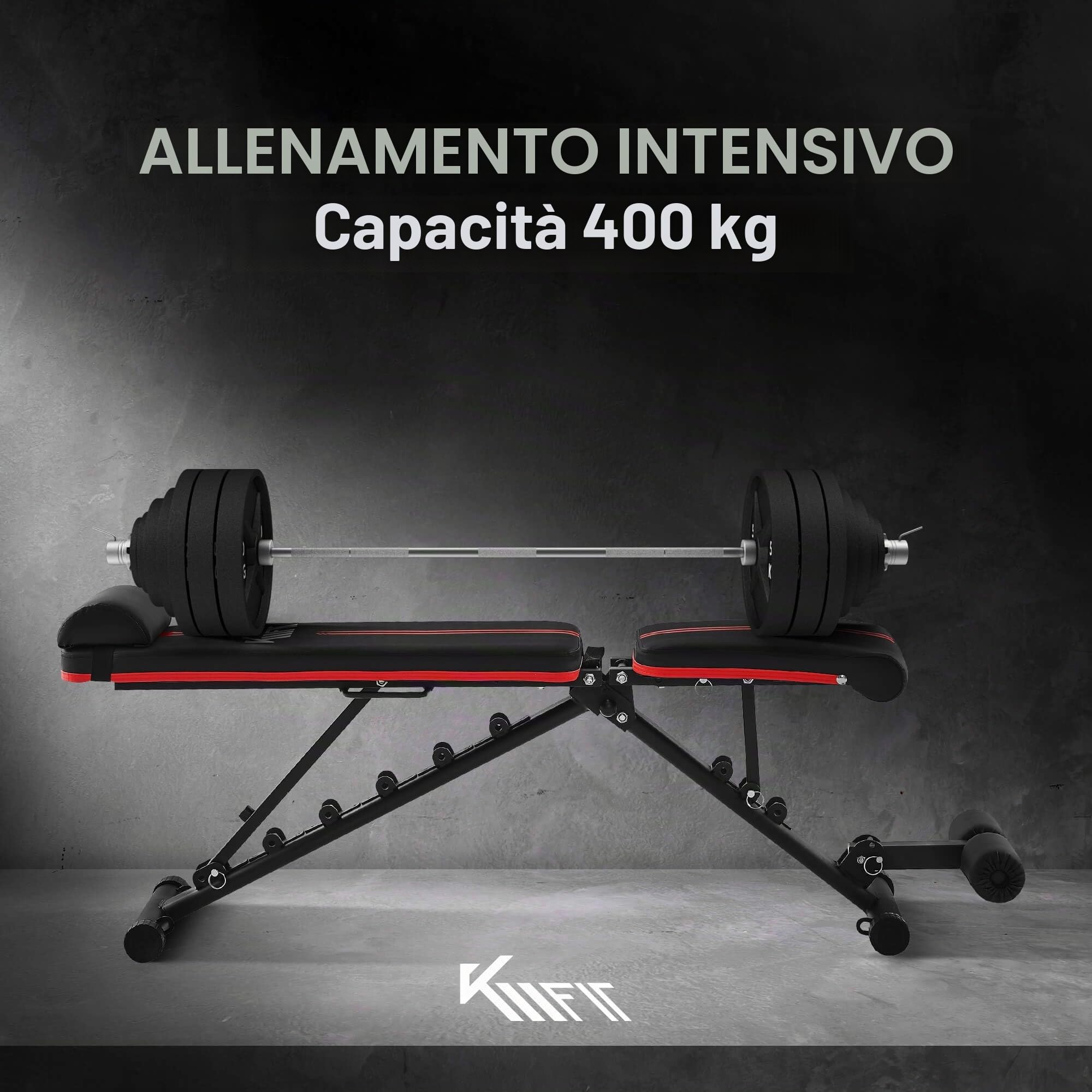 KM-Fit panca pesi pieghevole Panca Fitness per allenamento | Schienale regolabile in 6 posizioni | Sedile regolabile in 3 posizioni | Superficie in EVA traspirante | Capacità di carico fino a 400 kg