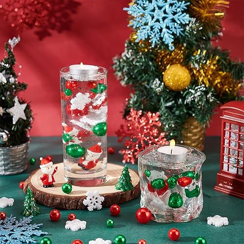 Miniatura 5 de BENECREAT 149 perlas de relleno de jarrón de Navidad, relleno de velas, decoraciones de Navidad para padre y muñeco de nieve, copos de nieve de
