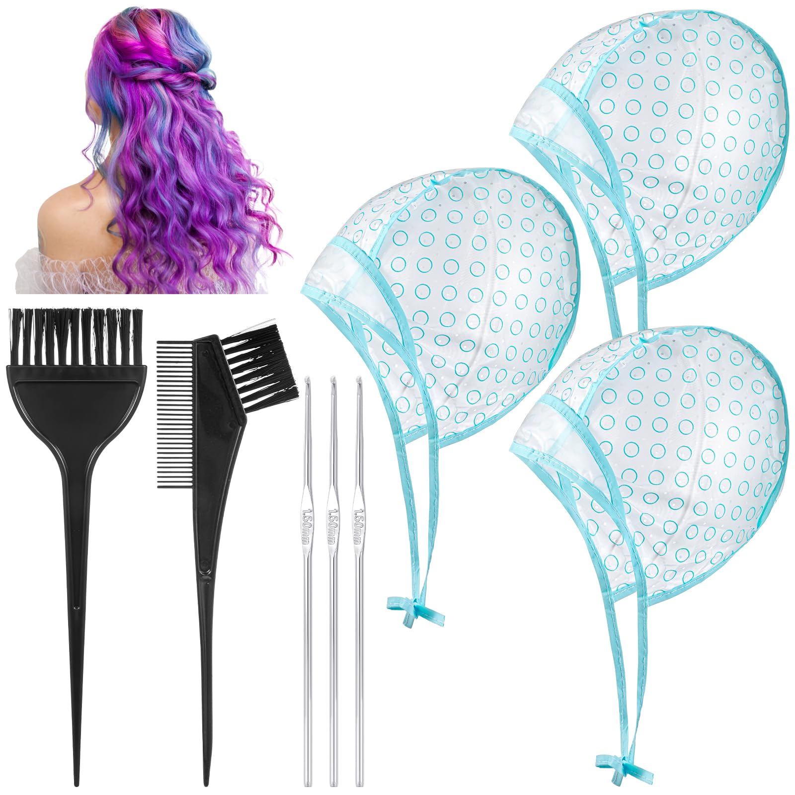 3-teiliges Highlight-Set Mit Haarfärbekappe & Pinsel – Für Strähnen Zuhause Oder Im Salon, Strapazierfähig