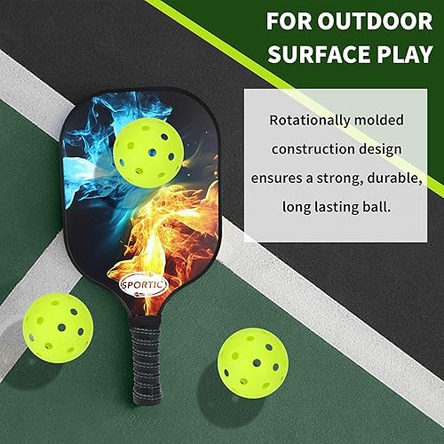 Miniatura 6 de SPORTIC Pickleballs, 40 Holes Outdoors Pickleball Balls, 41230 Pack of Pickle Balls Standard, High Elasticity & Durable Pickle Balls for All Style
