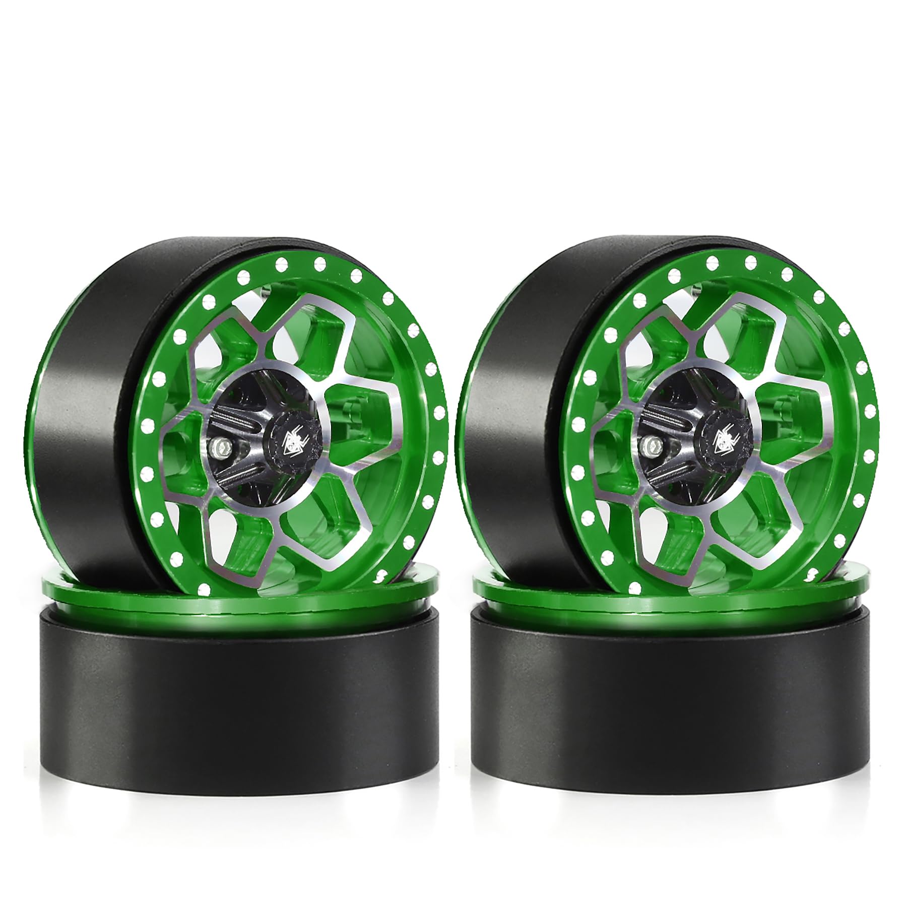 REDSPIDER 1.9 Beadlock Wheels (4pcs) - Aluminum, 12mm Hex, For Axial SCX10, TRX4, TRX6, Gen8 RC Crawlers