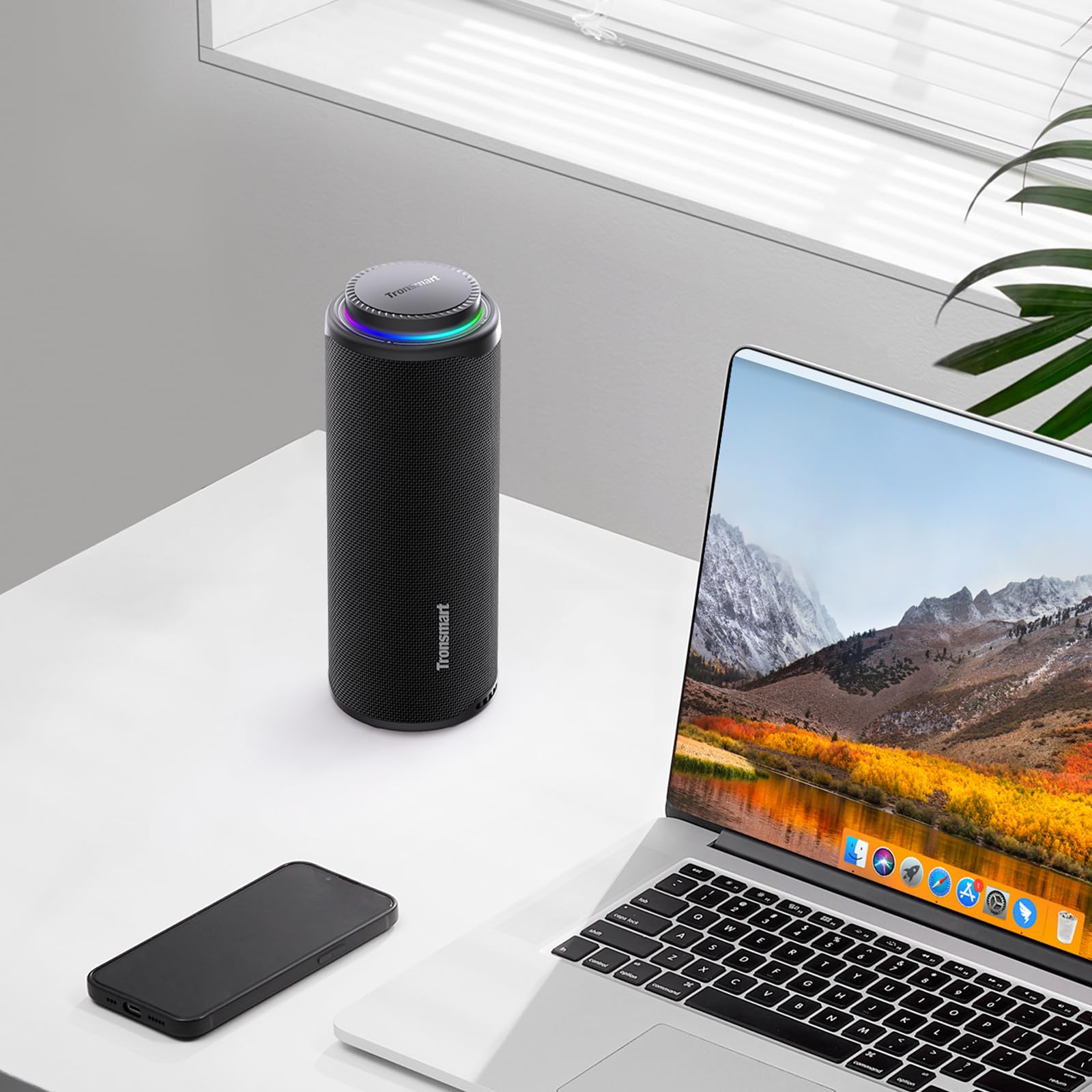 Tronsmart T8 Altoparlante Bluetooth portatile per esterni, suono più potente e nitido da 40 W, suono a 360°, audio a 2.1 canali, IPX7, personalizzate audio e luci, cordino portatile (blu)