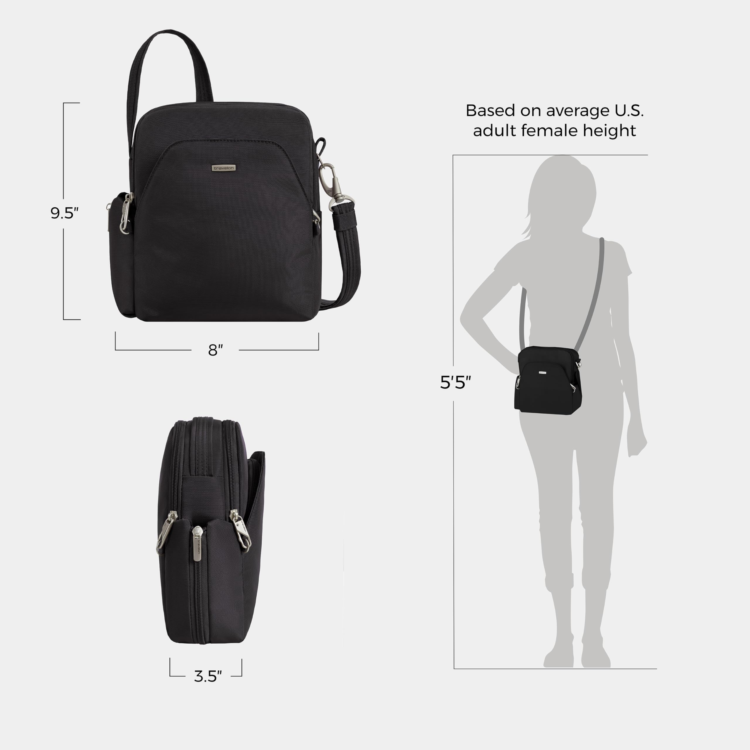 Travelon Sac de voyage antivol, noir, taille unique