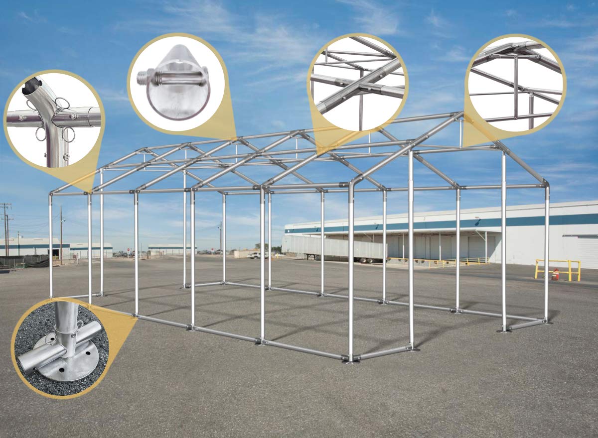 Tenda Da Giardino Invernale 8x8m, Impermeabile 560 G/m², Con Persiane E Zanzariere, Struttura In Acciaio