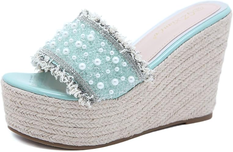 Amazon Co Jp Xyjp Women S Mule Sandals With Beautiful Legs Easy To Walk In Wedge Sole Sandals Heels 4 3 Inches 11 Cm Flatform Simple Comfortable Thick Sole Beach Sandals Lightweight Travel Casual Shoes