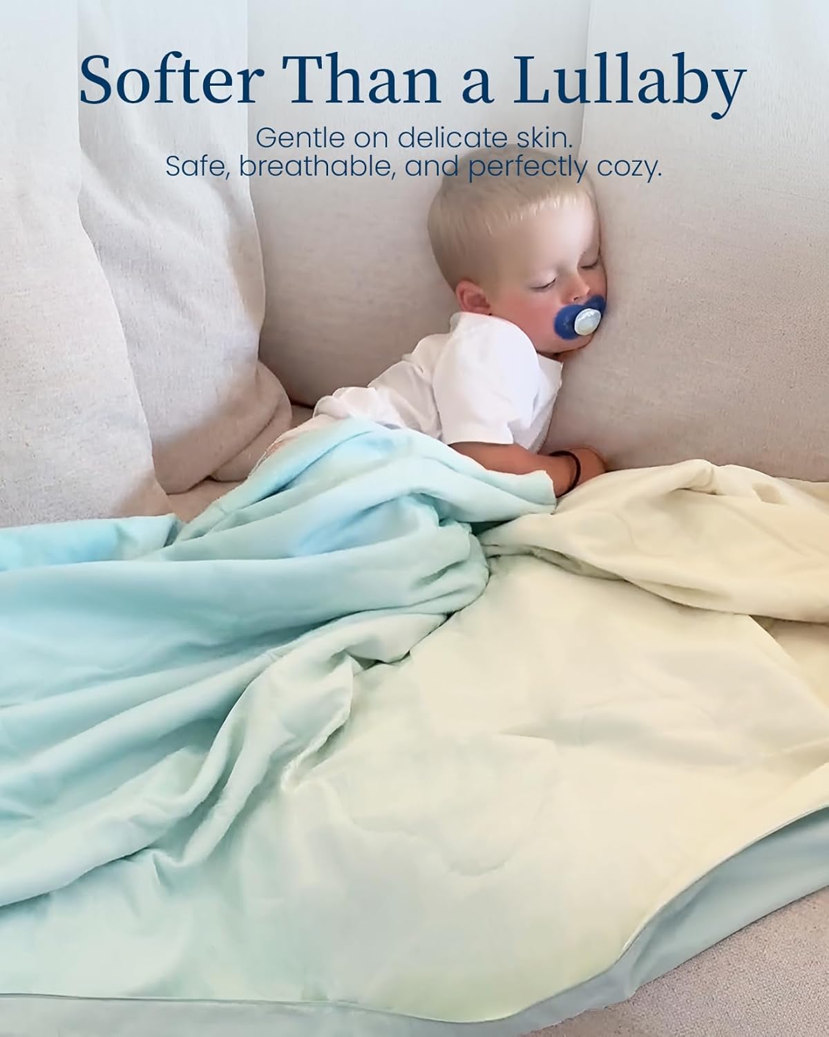 THXSILK Mulberry Silk Throw Blanket, Ombre Gradient Design, 100% Natural Mulberry Silk Filling, Compact for Sofa Couch, Travel & Camping, Machine Washable Decorative Accent Piece(Mint Green, 50"x60") - Image 5