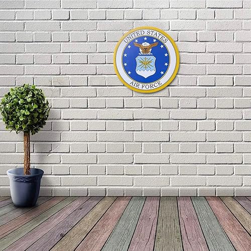 Vista 5 de DianYu Letrero de metal de rama de servicio militar, 12 pulgadas de diámetro, redondo, decoración de pared para el hogar (fuerza aérea)
