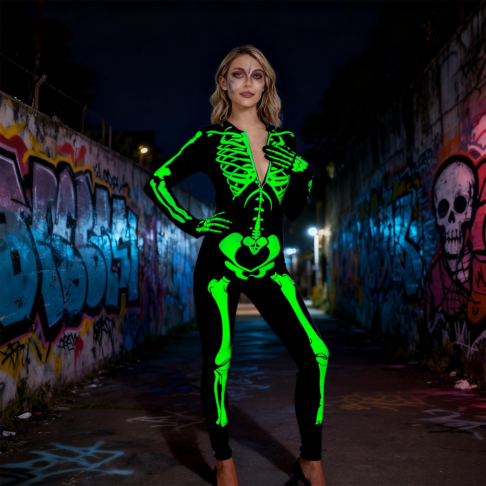 Meriviva Skeleton Bodysuit Adult Women - Image 4