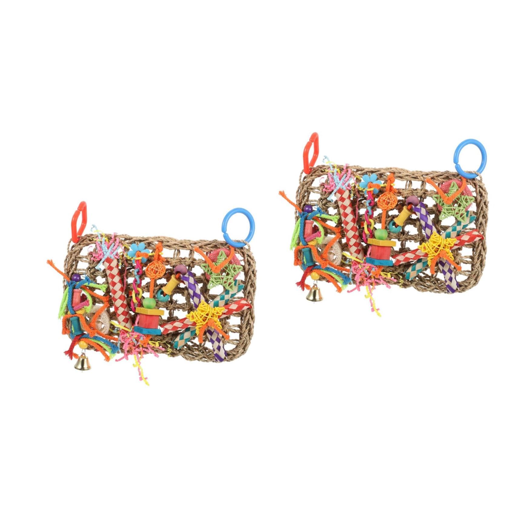 Happyyami 2stücke Parrot Spielzeug Seegras Hängende Matte Für Vögel Kauspielzeug Und Zubehör Für Vogelkäfige Und Dekorieren