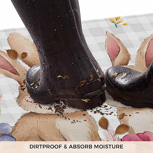 Vista 436 de Tapete de Feliz Navidad, tapete antideslizante para puerta delantera, baño, cocina, dormitorio, patio, entrada, 16 x 24 pulgadas, rojo, negro y verde