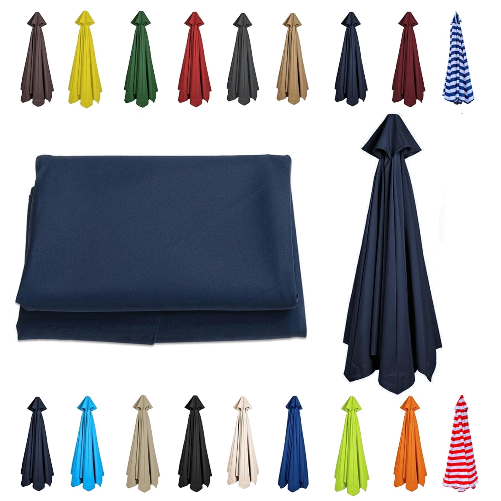 CMJYMX 6/8 Arms Patio Replacement Parasol Canopy | Sun Umbrella Replacement Cloth 230cm/270cm/300cm | Waterproof Umbrella Replacement Top Shade Fabric Cover(Navy blue,6 RIBS: 200CM/6.5FT) โ image 1