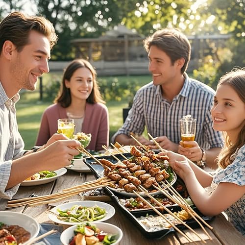 Miniatura 6 de Brochetas de bambú de 8 pulgadas para barbacoa, aperitivo, fruta, cóctel, kebab, kabob, parrilla, fuente de chocolate, cocina, manualidades y