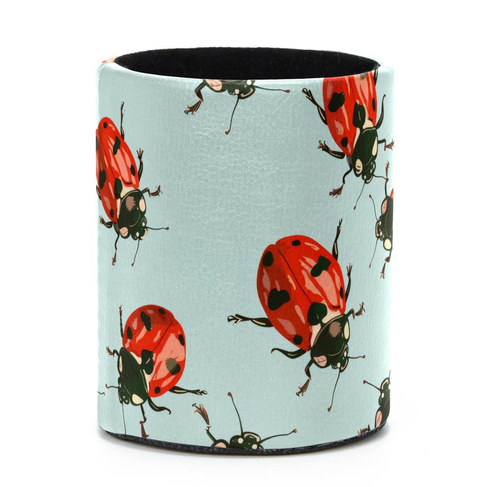 VAPOKF Round Pencil Holders for Desk, Ladybugs Pen Holders Pen Pot Makeup Brushes Storage Desktop Stationery Supplies Organiser for Home Office