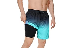 Premium Men's Swim Trunks with Integrated Compression Liner for Enhanced Support and Comfort