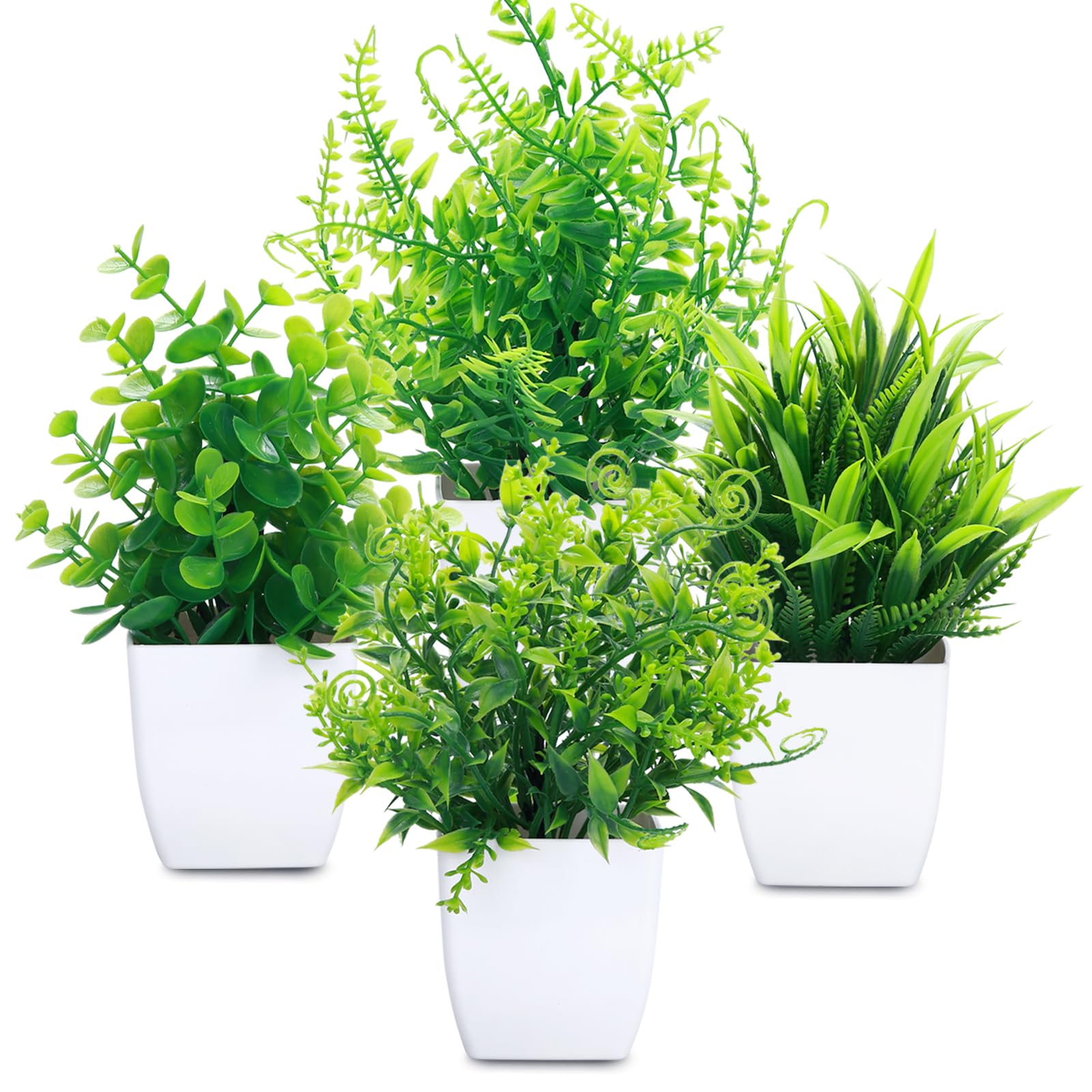 Amazon.com: GREENTIME 4 Pcs Fake Plants Potted Small Artificial Plant  Indoor Faux Greenery in White Pot for Home Office Bedroom Desk Bathroom  Shelf Farmhouse Decorations : Home & Kitchen