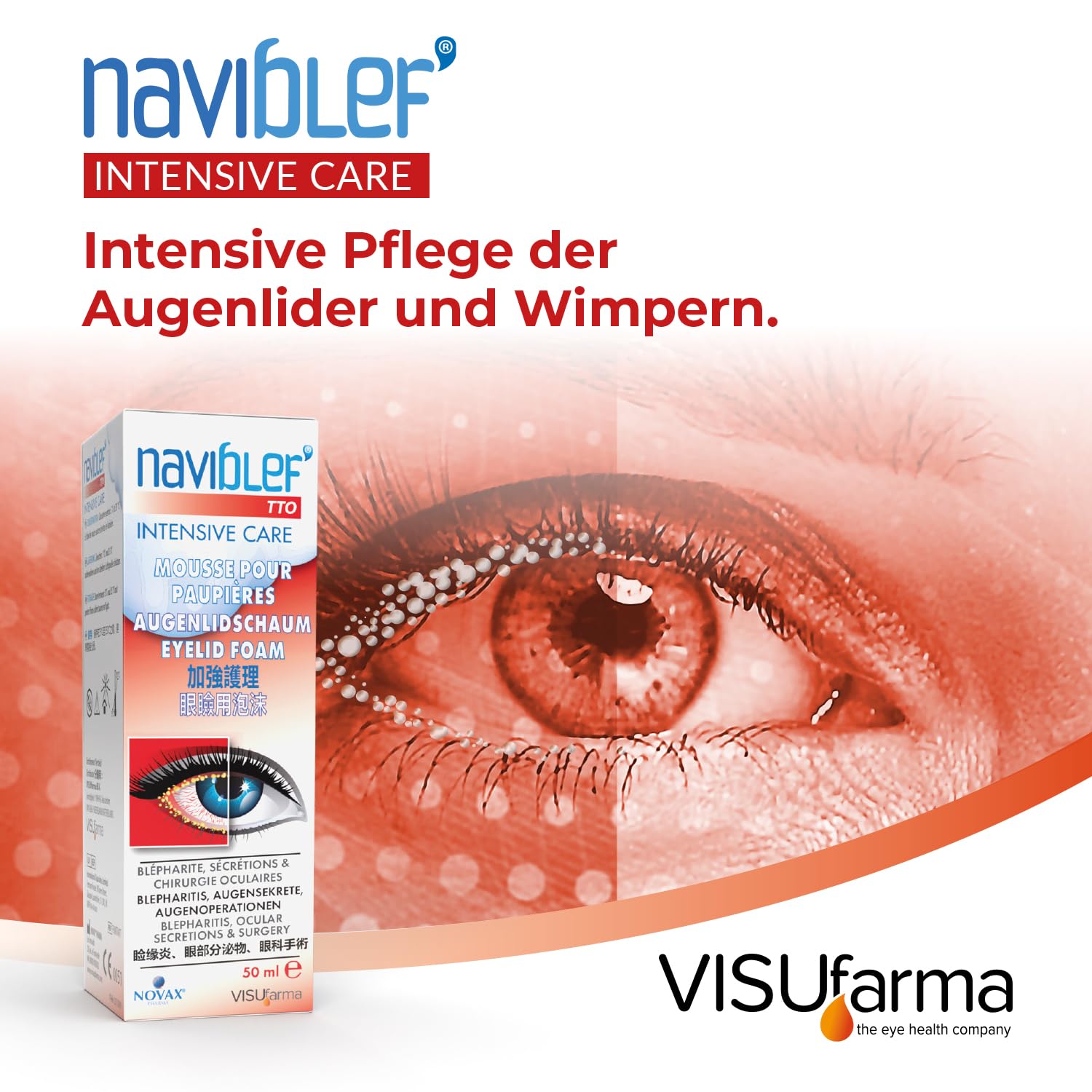TTO Intensive Care Augenlidschaum – bei Blepharitis | 50 ml | mit Aloe Vera | intensive Hygiene für Augenlider und Wimpern | bei akuter Blepharitis und Demodex | Anwendung für 2 Wochen