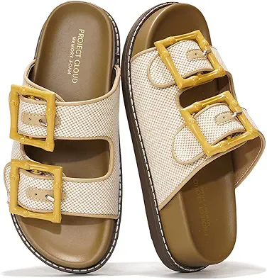 Project Cloud Platform Summer Sandals for Women 2025 - Comfortable and Adjustable Straps Summer Slides with Memory Foam Insole - Non-Slip Casual Womens Sandals