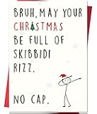 IDU Funny Christmas Card for Son Daughter Nephew Niece Grandson Granddaughter Brother Sister,Gen Z Meme Christmas Cards for Bestie Family Friend,Cool Skibidi Rizz Holiday Xmas Gifts