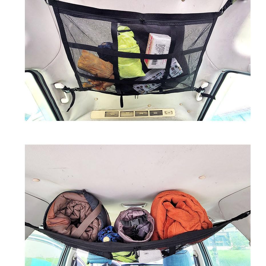 Auto-opbergnet vervanging voor VW T5/T6 opsteldak, elastisch dak bagagenet nylon nettas met 4 haken voor VW T5, T6, Beach California, Multivan Caravelle Bulli