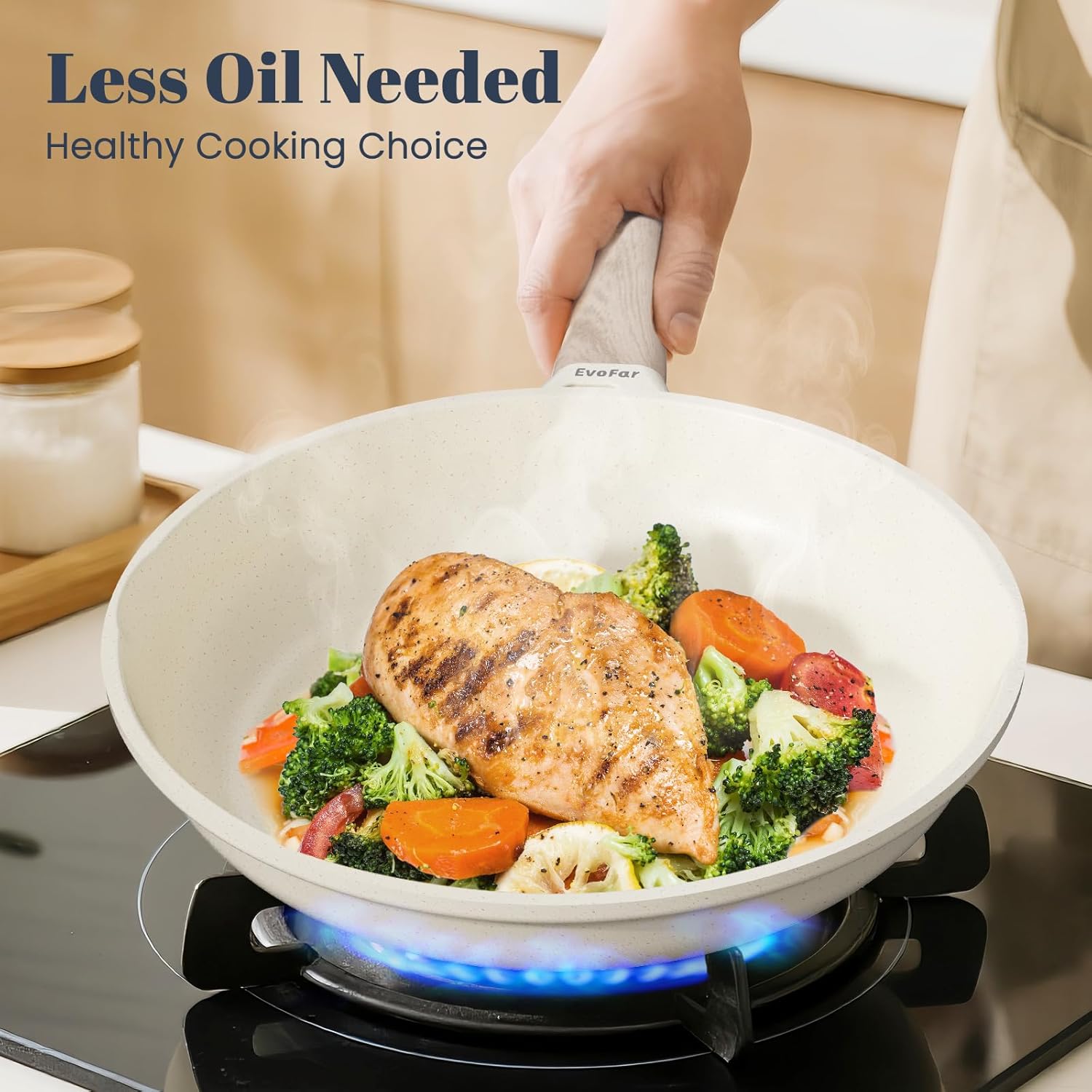 Granite Frying Pan, 11 Inch Non Stick Frying Pans, Lightweight Nonstick Pans for Omelets & Eggs, PFOA & PFAS Free Non-toxic Cookware Chef's Pan, Induction Compatible Fast & Even Heat Skillet