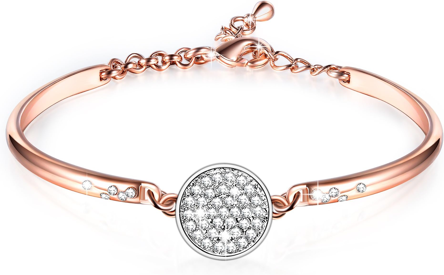 GEORGE · SMITH ❤Mothers Day Gifts for Mum Women Rose Gold Bangles Bracelets with 5A Cubic Zirconia Adjustable Heart Bangle Bracelets for Mum Wife