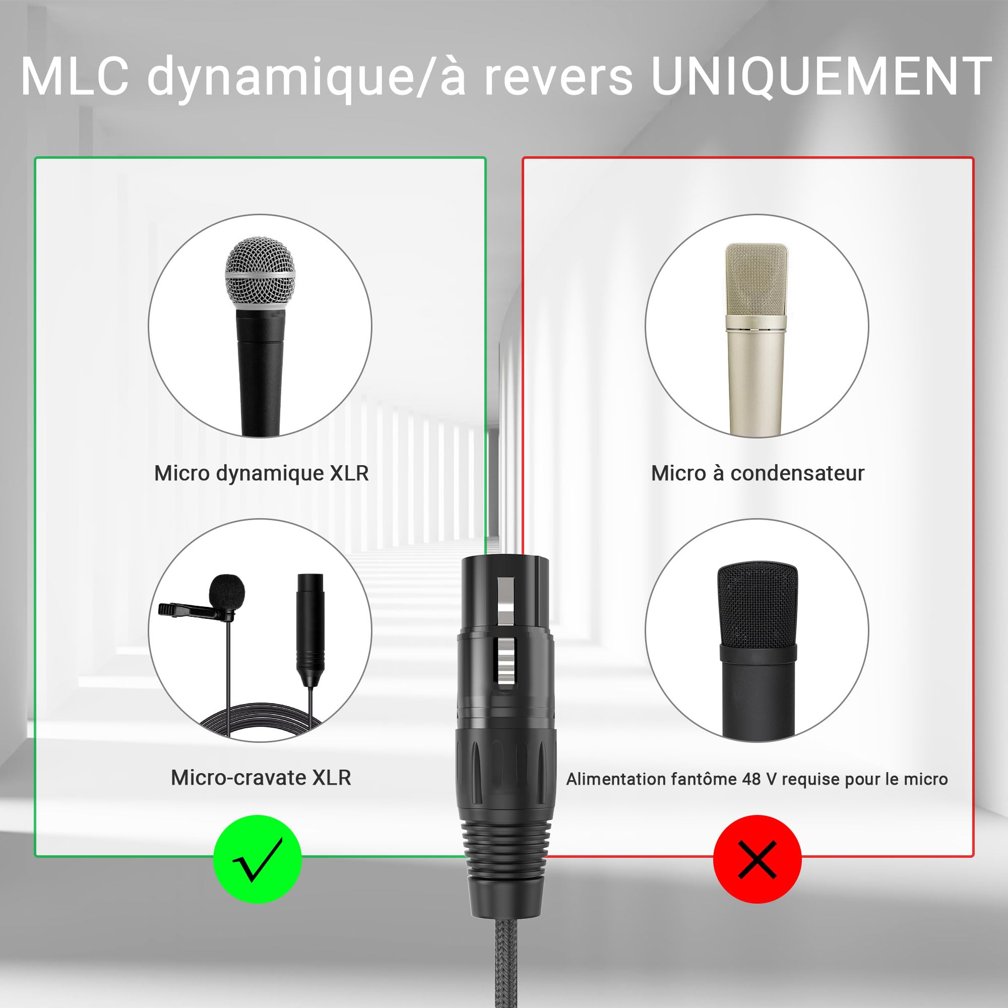 Cubilux Câble microphone XLR femelle vers Lightning, 48 kHz, 2 m