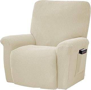 4 Piezas De Funda Elástica Suave Para Sillón Reclinable De Color Morado Con Bolsillo Lateral Elástico, Elegante Funda De Jacquard Para Sillón Reclinable Para Sala De Estar, 94 % Poliéster, 6 % Elastan