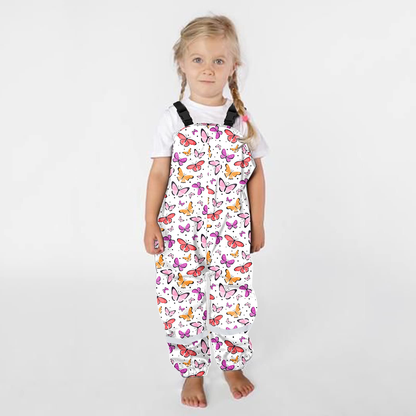 RNTOP Toddler Rain Pants Suspender Waterproof Rain Trousers Girl Boy Mud Dirty Proof Rain Bib (Multicolor, 10-11 Years)