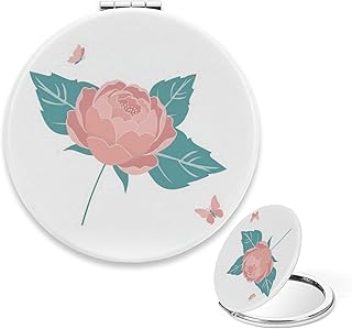 Vintage Compact Mirror, Pastel Pink Peony Tra...