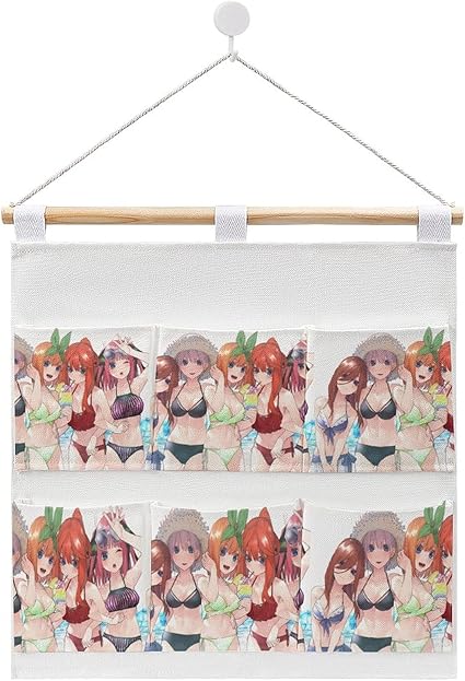 Amazon 五等分の花嫁 ウォールポケット壁掛け おしゃれ かわいいウォールポケット キャンプ 天然コットンとリネン素材 強い吊り下げ 便利な 収納 6つの収納袋 ウォールポケット オンライン通販