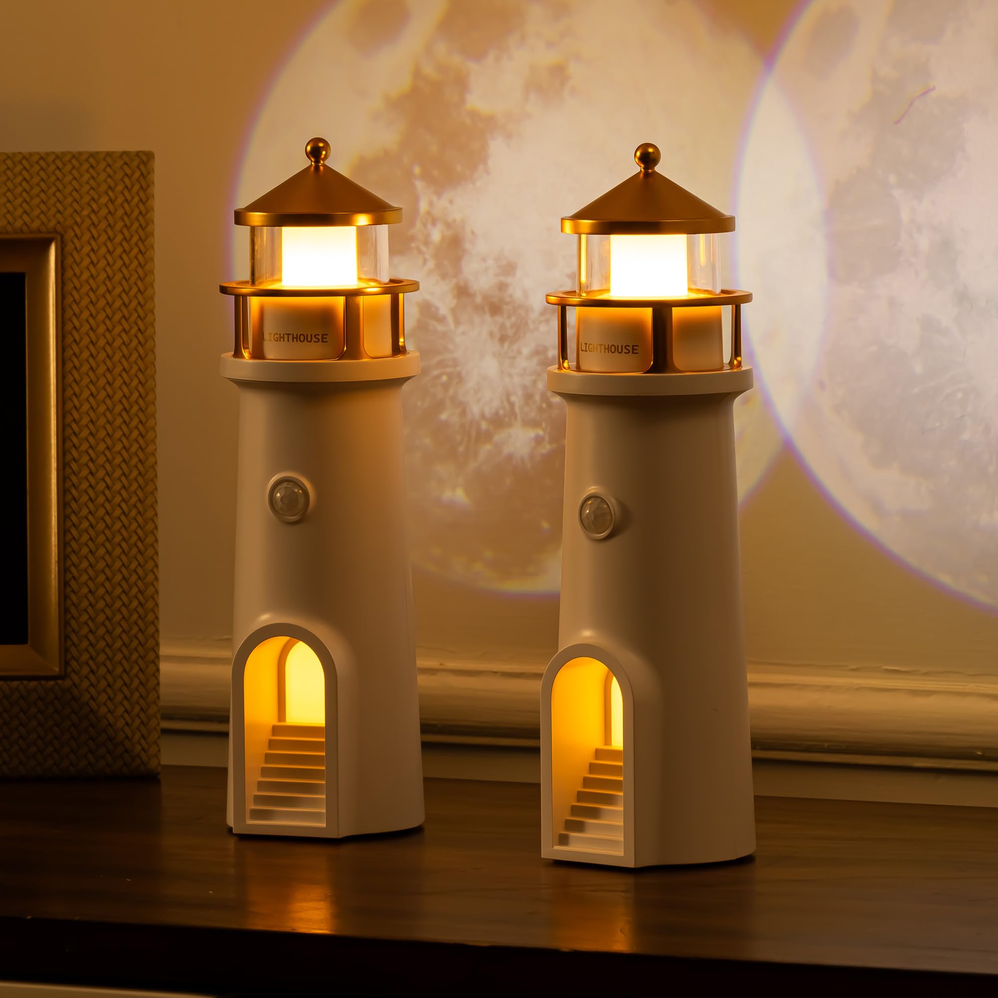 Amazon.com: NEWSEE Moon Lamp Set of 2, Lighthouse Night